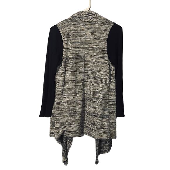 R2D Black & Gray Color Block Waterfall Draped Front Opened Cardigan Women Sz S - Picture 2 of 7